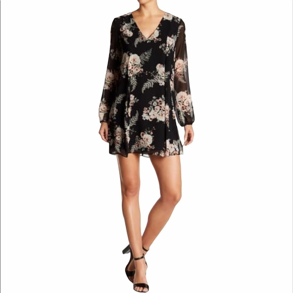 BCBGeneration Long Sleeve Tie Back Mini Dress